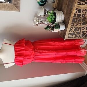 Trixxi - Gorgeous Pinky-Red Dress with Flouncy Tier​​​​​​​​​